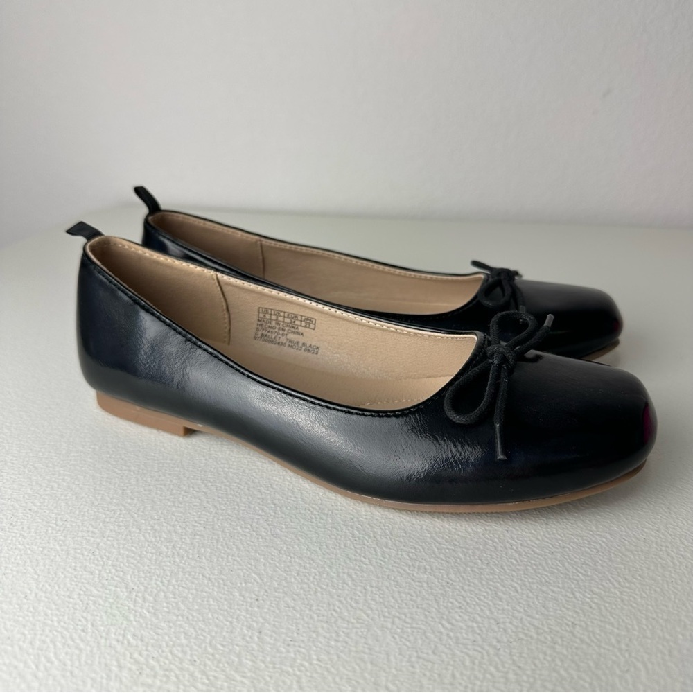 Gap Kids Girls True Black Neutral Dressy Casual Bow Tie Ballet Flats Size 4